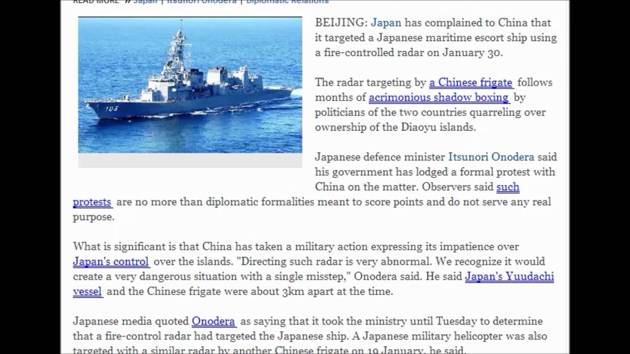 (China) China aims fire controled radar at Japanese ship, stokes tension
