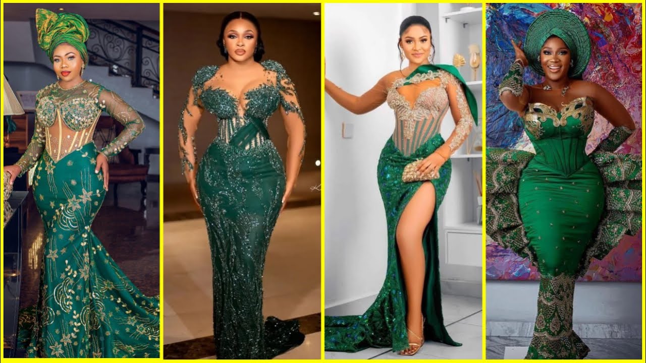 Green Lace Styles 2022, Extravagant Green Colour Asoebi Styles You Must  Wear