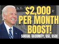 YES! $2,000 MONTHLY INCREASE in Social Security Benefits | Social Security, SSI, SSDI Payments