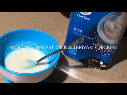 Dinner for 2: Gerber Rice and Breast Milk for baby & Chicken for mom