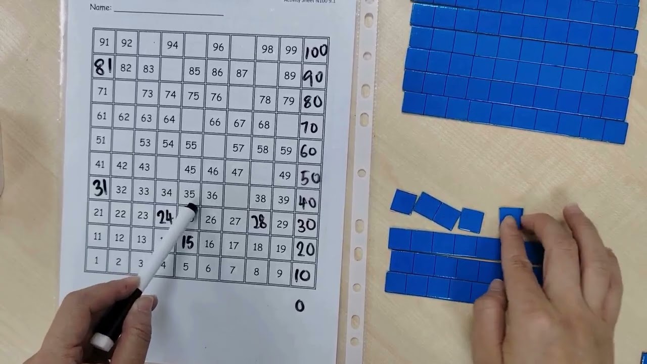 Math Hands-On Activities - P1 - (Numbers to 100) - the Hundred Chart & Base Ten Set, Counting