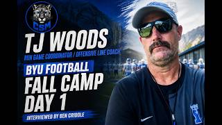TJ Woods Breaks Down BYU Football's Run Game/Offensive Line | Fall Camp Day 1 (2026) FULL INTERVIEW