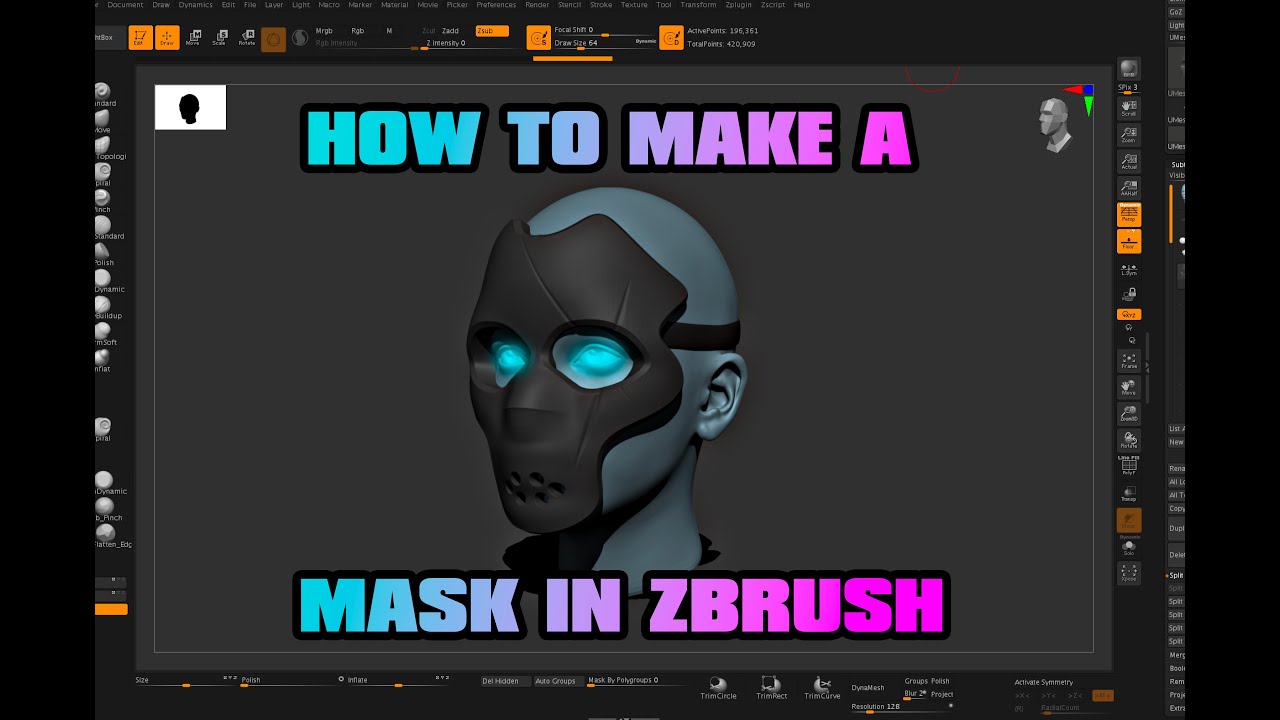 how to extrude a mask in zbrush