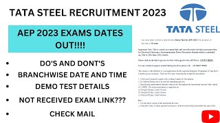 Tata Steel recruitment 2023|| AEP exam dates out || Demo exam link ||Dont do this mistake||Must see