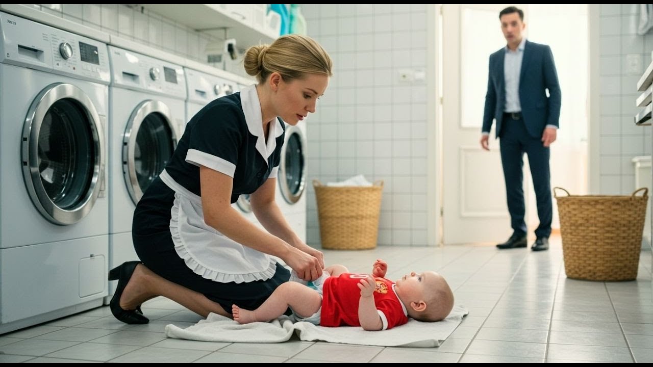 Уборщица меняет подгузник спящему на полу младенцу — миллиардер входит и узнаёт правду о няне!