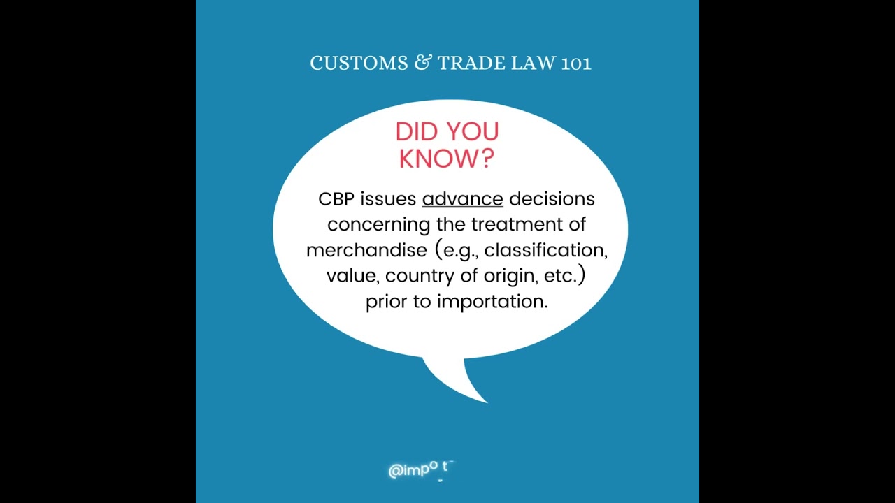 Customs & Trade Law 101 