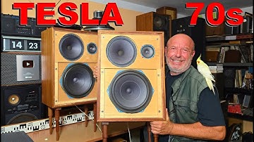 70s Vintage Rare Unique TESLA BOOKSHELF SPEAKERS 1PF 067 08 Sound Test Budget Speaker For Sale