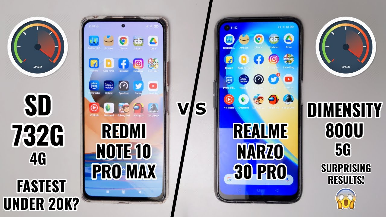 Redmi Note 10 Pro Max vs Realme Narzo 30 Pro Speedtest Comparison! SD