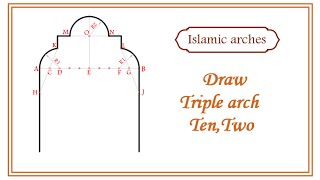 Draw Islamic arches Triple arch 10,2
