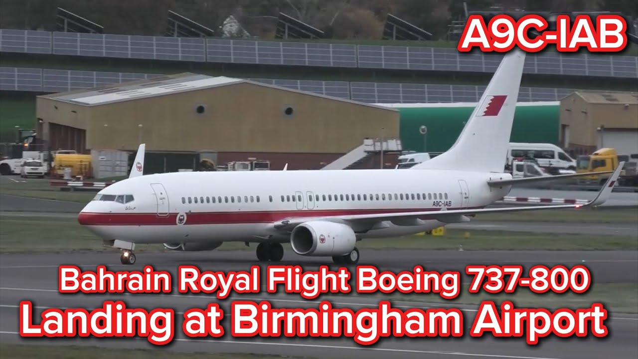 🚨Rare🚨Bahrain Royal Flight Reg A9C-IAB Boeing 737-800 Landing at Birmingham Airport 9/11/2025