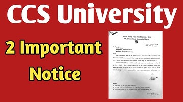 CCS University new update || CCS University Meerut news || CCS University. Important notice