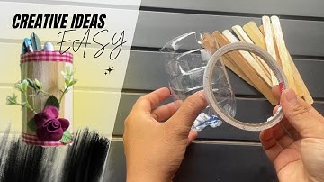 CUTE DIY PEN HOLDER MADE FROM POPSICLE STICKS 💕 SIMPLE AND FUN CRAFT IDEA!!