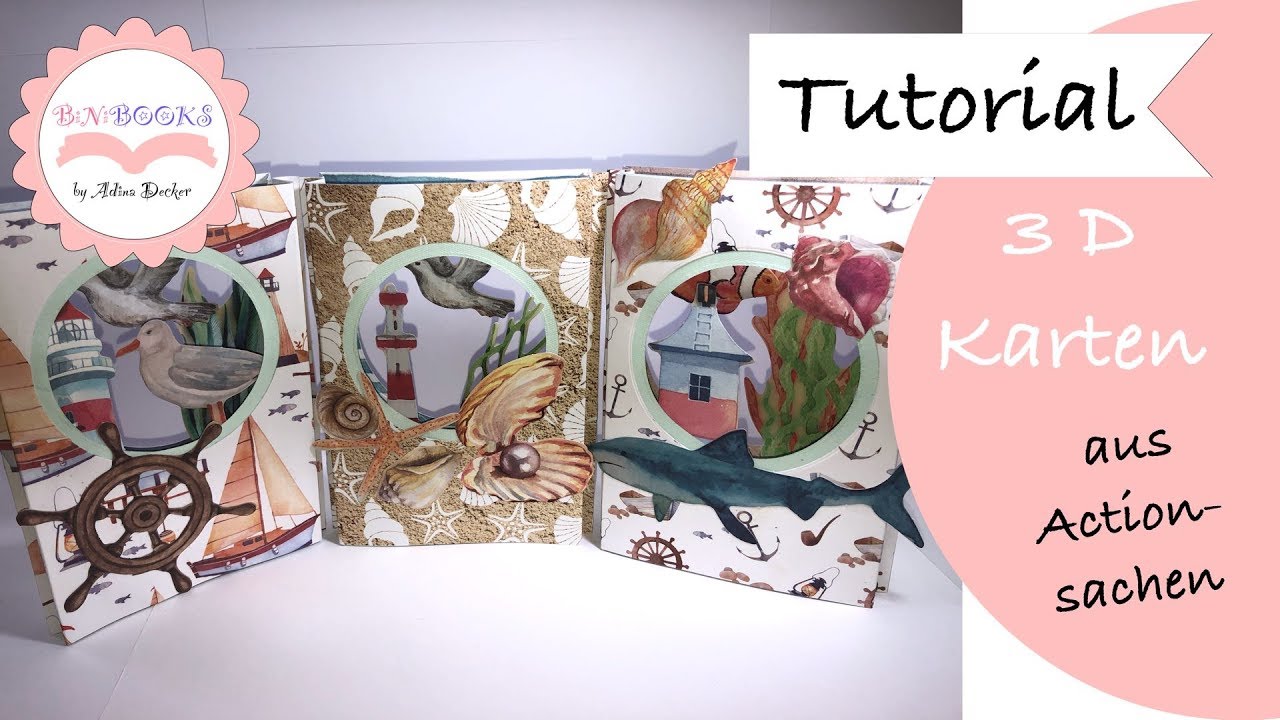 3 x 3D Karten * Action Luxe Paper Block * aus meinem Haul * basteln ...