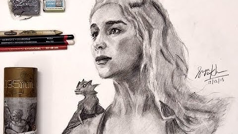 Charcoal Portrait (Timelapse)  of Khaleesi A.K.A Daenerys Targaryen - Art Tutorial