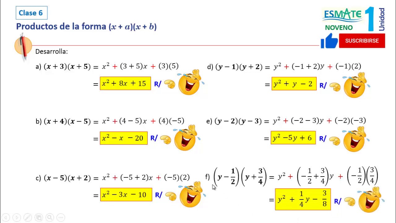 2.1 Productos de la forma (x + a)(x + b) (2/2) - YouTube