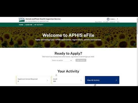 APHIS eFile Account Registration and Management