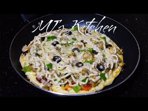 Chicken Malai Boti Pizza in pan | Pizza without oven