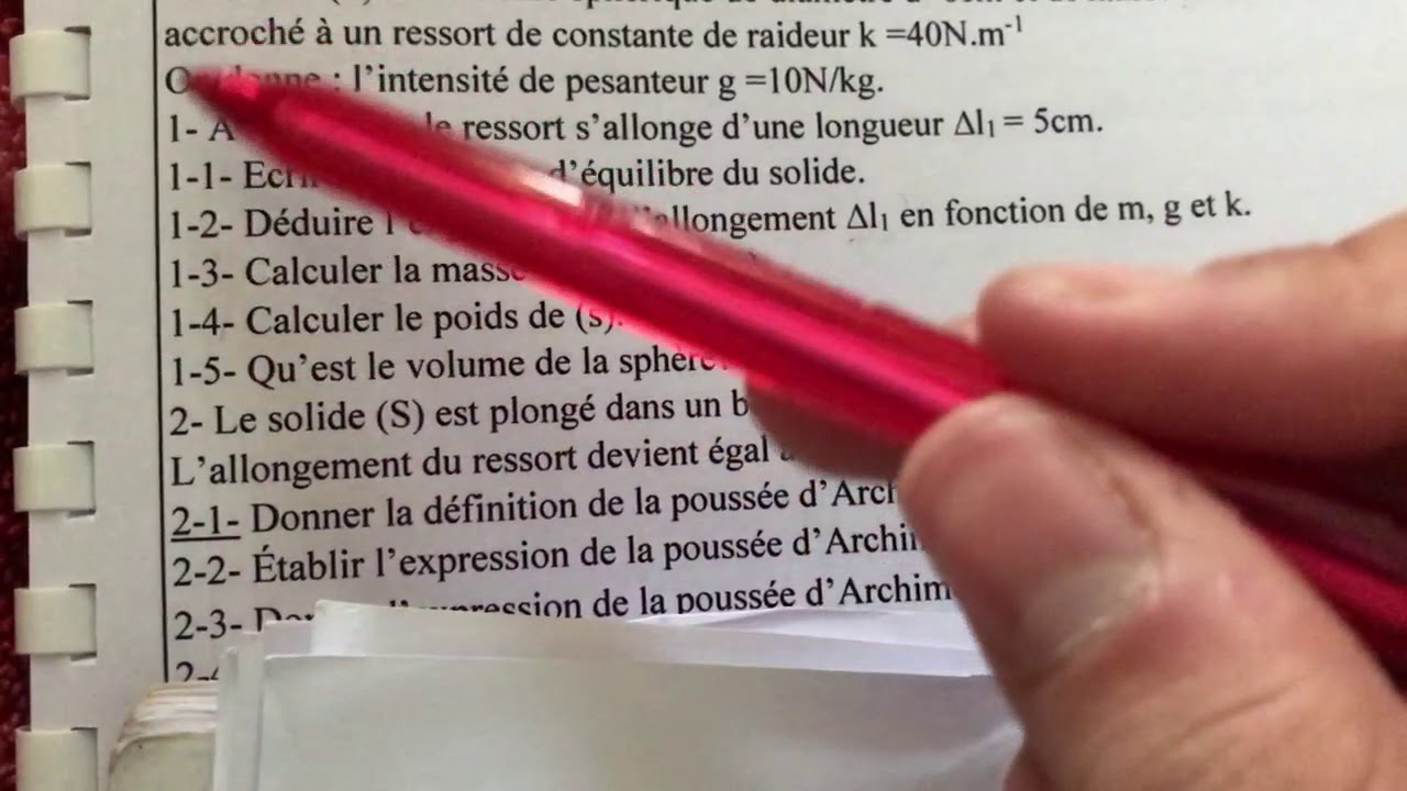 Exercices corrigés de poussée d'archimede   PART 1 (مشروح بالخشيبات)