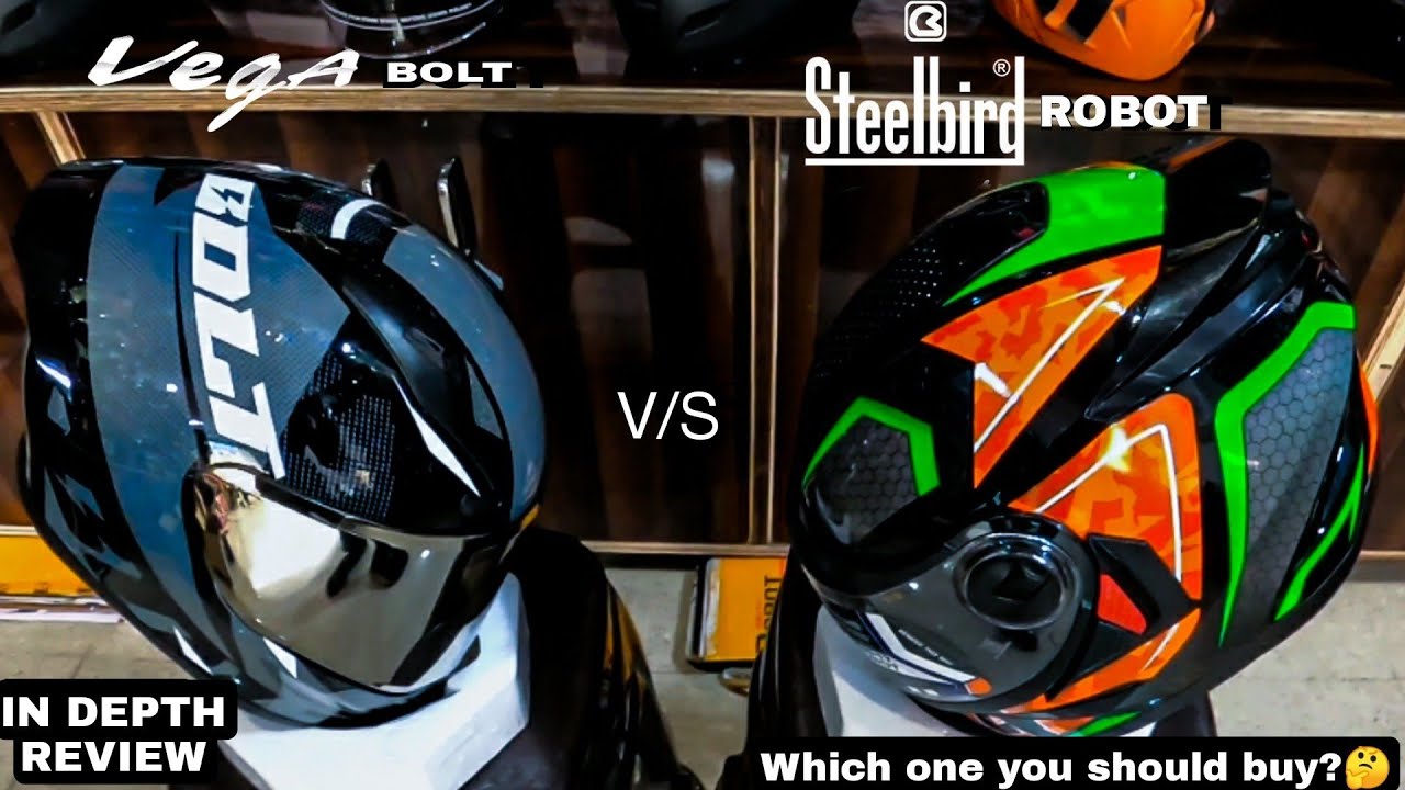 Vega Bolt v/s steelbird Robot helmet|In 