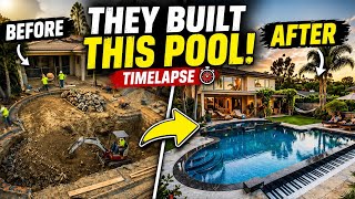 Making a ultra-luxury pool in a villa 🤯😱  Time-lapse video !!