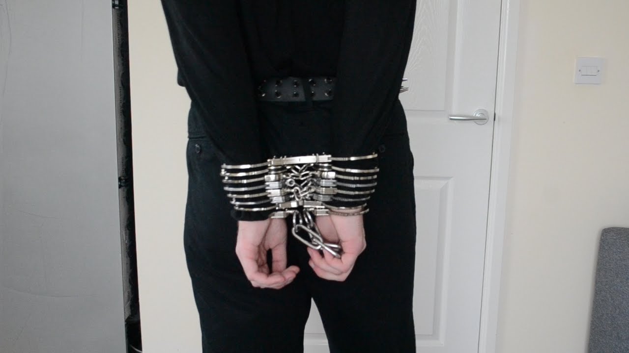 Self Bondage Cuffed With 8 Handcuffs Behind Back Youtube