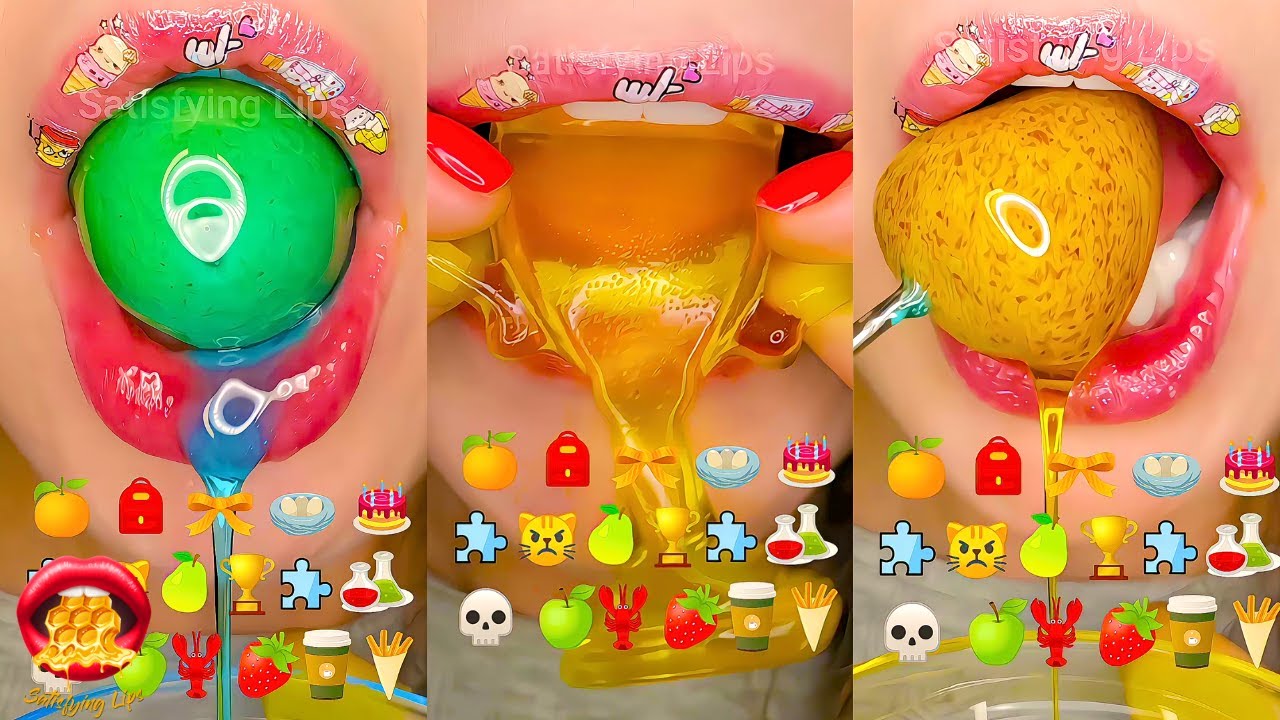 Satisfying ASMR Eating Emoji Food Challenge Compilation Mukbang 먹방 ...