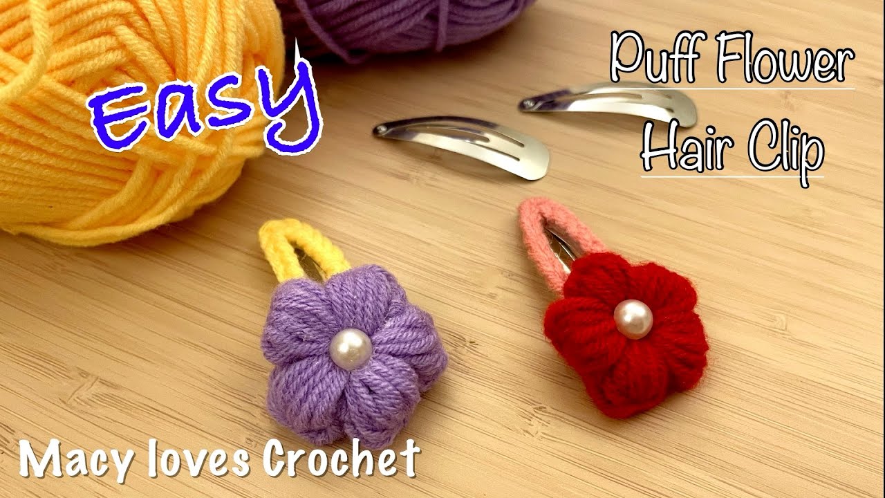 CROCHET a Puff Flower Hair Clip