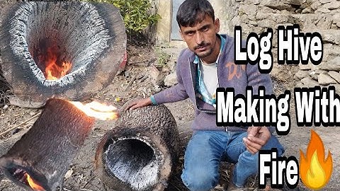 Log Hive Making With Fire 🔥 Part 1 | Beekeeping At Home| Traditional Beekeeping