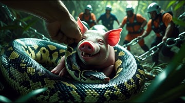 Unbelievable Footage: Real-life heroes save a helpless pig from a giant python ambush