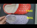 Furry crocs real vs fake review. How to spot fake winter crocs clogs foot wear