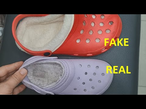 Furry crocs real vs fake review. How to spot fake winter crocs clogs foot  wear - YouTube