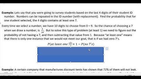 Probability: At least one examples 1 - 3