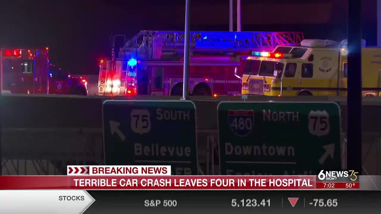 Four people sent to hospital after crash on I-80 in Omaha - YouTube