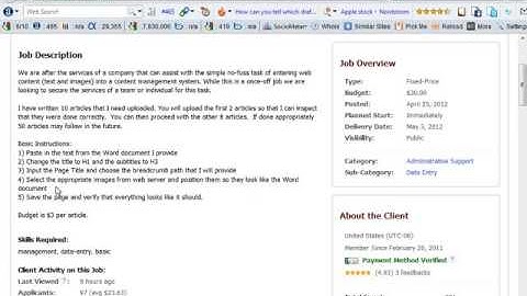 Odesk, Data entry Excel to CMS