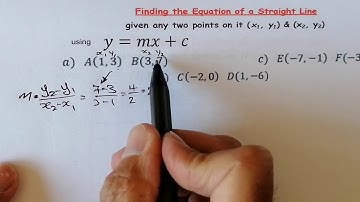 Find the Equation of a Straight Line given two points using y=mx+c