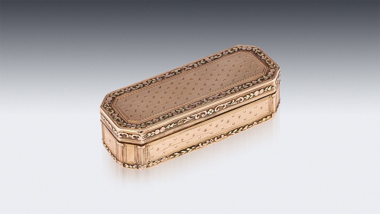 ANTIQUE 18thC FRENCH THREE-COLOUR 18K GOLD SNUFF BOX c.1780 | PUSHKIN ANTIQUES