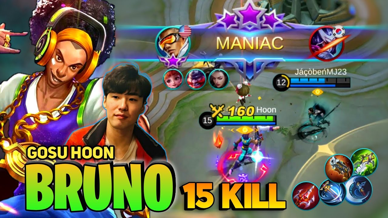 MANIAC! Bruno Perfect Gameplay [Top Global Bruno] By Gosu Hoon - Mobile Legend