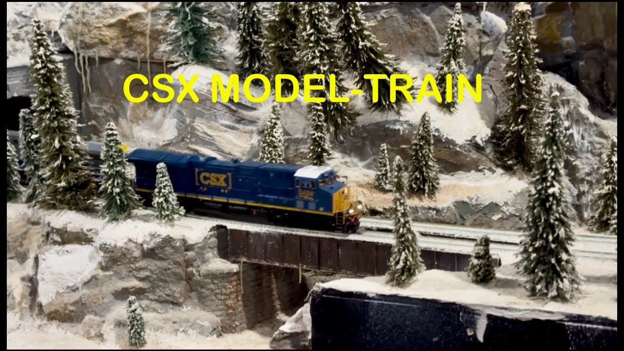 RAILFANS Winter Fall Layout, CSX Model Train Hauling Thru, BIG 
