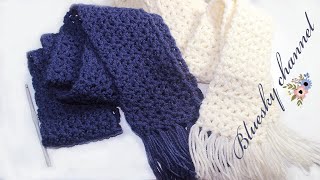 كروشية شال/ كوفية مفرغة بسيطة للمبتدئين  crochet scarf V stitch for beginners