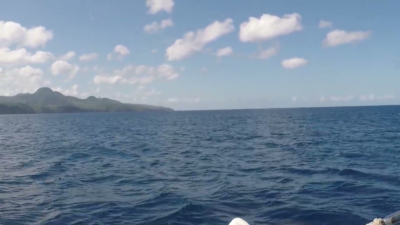 Sailing into St. Lucia on a catamaran