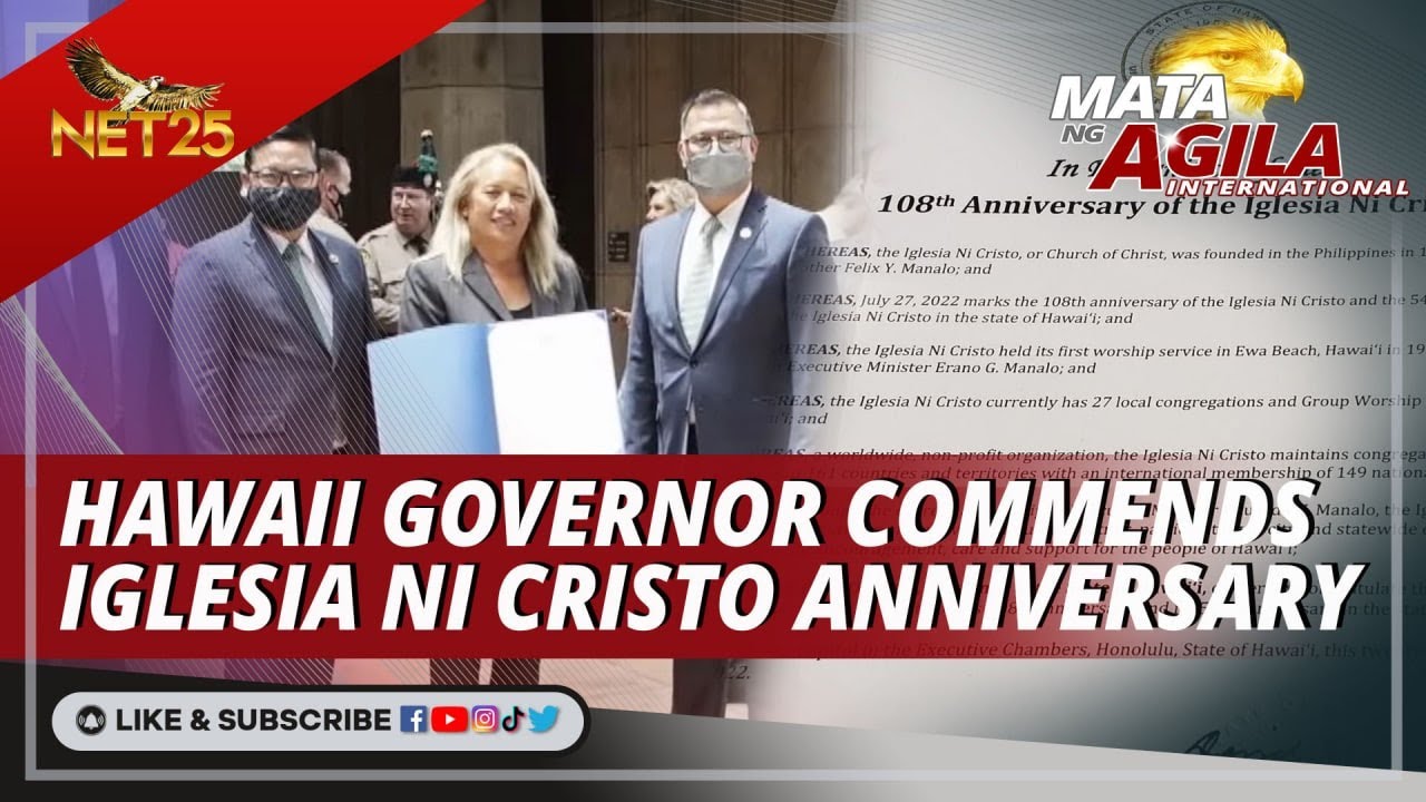 HAWAII GOVERNOR COMMENDS IGLESIA NI CRISTO ANNIVERSARY YouTube