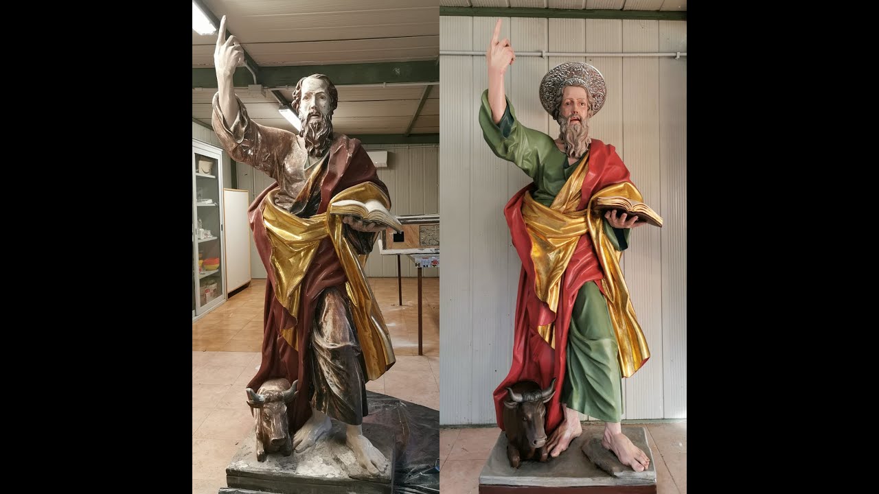 Restauro della statua lignea di San Luca