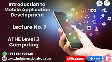 Introduction to Mobile Application Development Lecture No. 07 ATHE Level 3 Computing