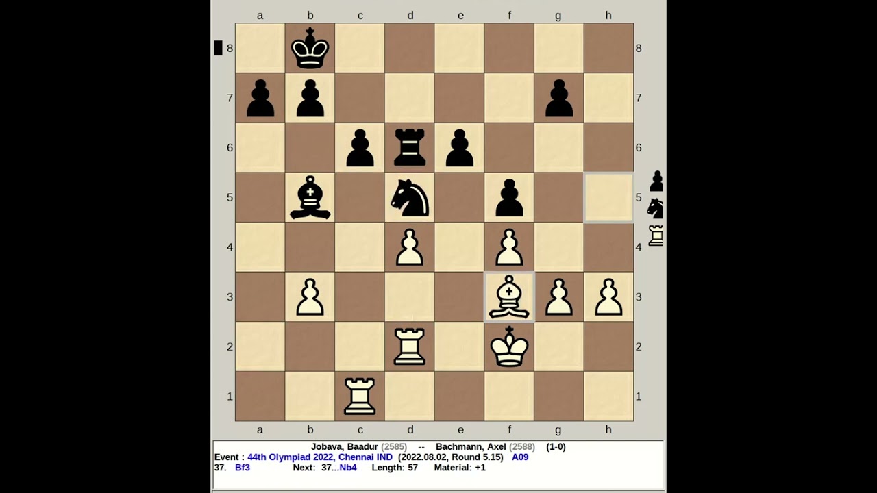 Jobava, Baadur vs Bachmann, Axel | 44th Chess Olympiad 2022, Chennai India
