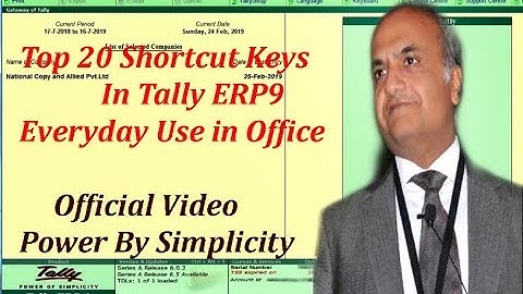 "Tally Shortcut Keys" - Tally ERP9 Must Useful Shortcut Official Video 2019