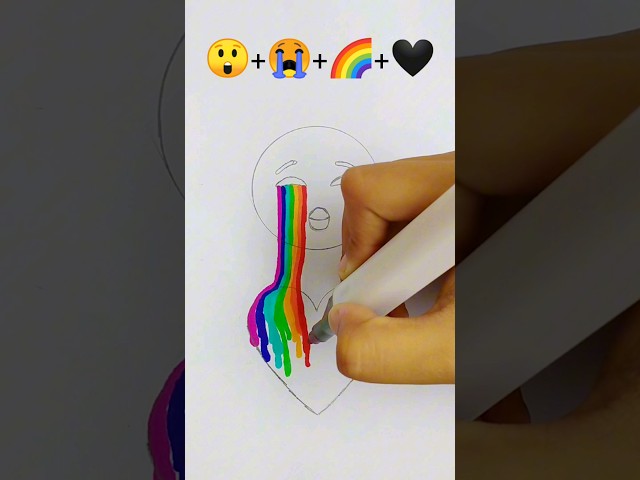 Emoji satisfying creative art || 😲+😭+🌈+🖤 #shorts #satisfying #art #youtubeshorts #creativeart class=