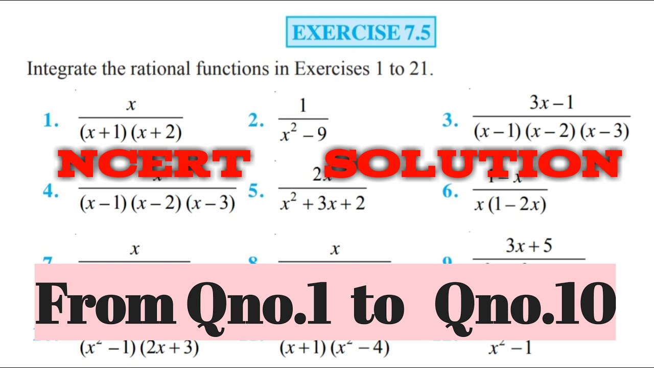 ncert exercise 7.5(calculus) 12th class - YouTube
