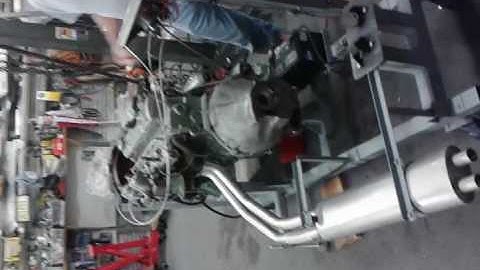 Austin Healey motor running on engine stand