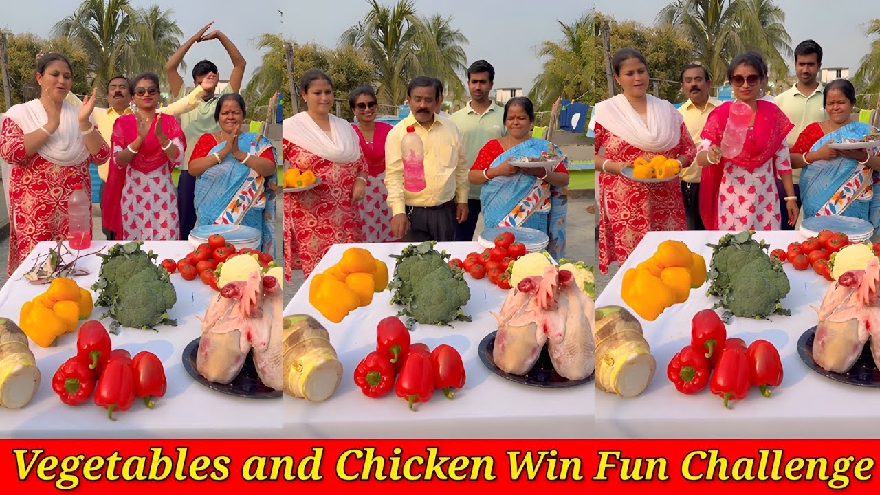 Bottle Flip Game - Vegetables and Chicken Win Fun Challenge 🔥| মজার ভিডিও 😛/ SK Challenge Video  