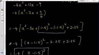Factorising  4x^2 +12x  9 using completing the square method